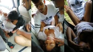 Indian Desi Girl’s Group Fucking Mms – Painful in Car